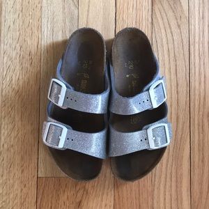 Youth Birkenstock Silver Glitter Arizona-Size 2